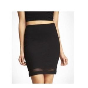 Express High Waist Mesh Inset Mini Skirt Black